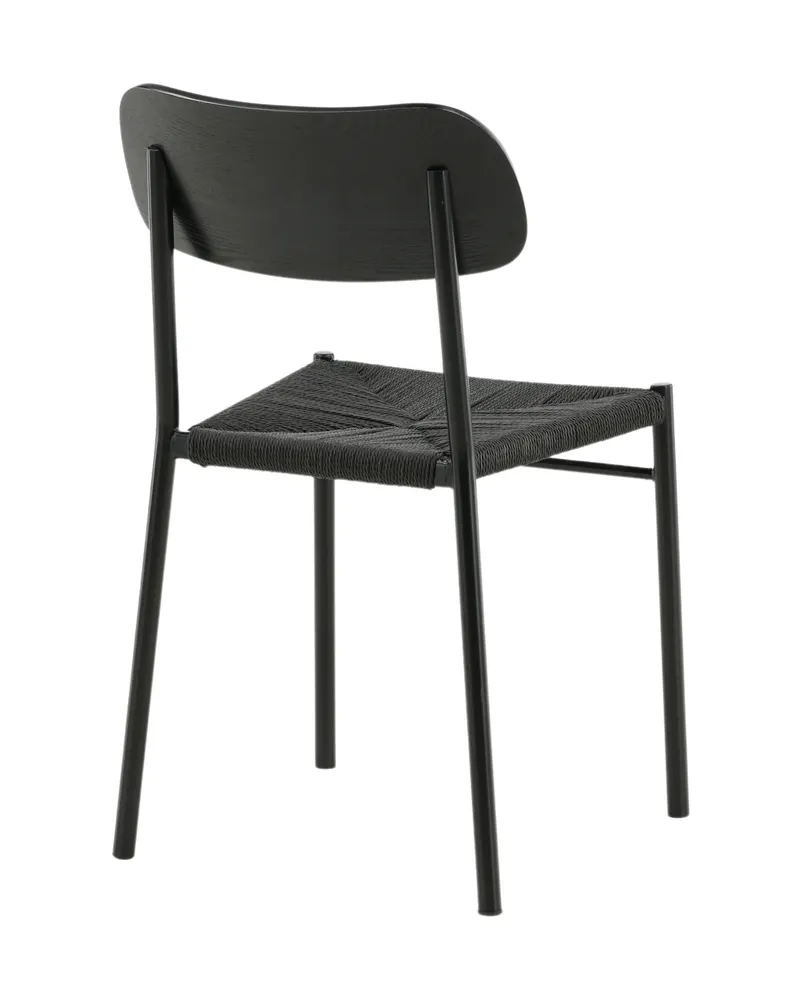 Polly stapelbarer Esszimmerstuhl in Schwarz, Rattan, Ansicht 9