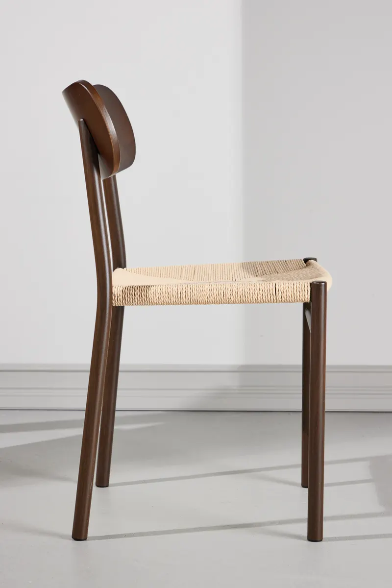 Polly stapelbarer Esszimmerstuhl in Beige, Gestell Mokka, im Wohnraum, Ansicht 6