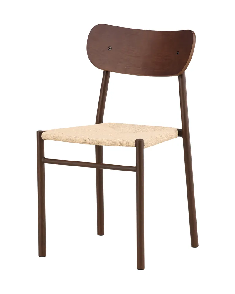 Polly stapelbarer Esszimmerstuhl in Beige, Gestell Mokka, Ansicht 3