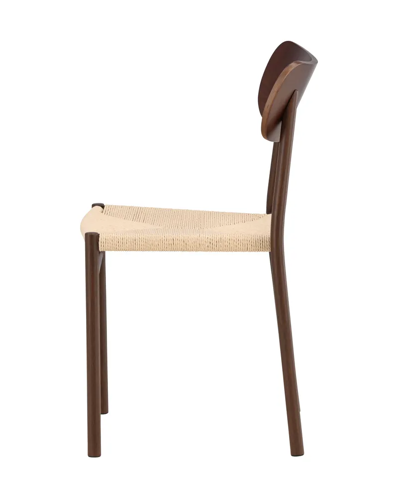 Polly stapelbarer Esszimmerstuhl in Beige, Gestell Mokka, Ansicht 4