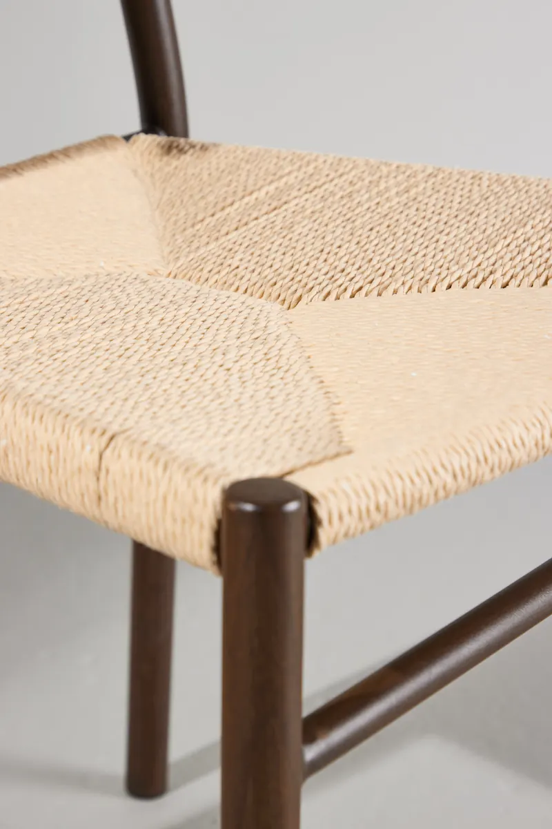Polly stapelbarer Esszimmerstuhl in Beige, Gestell Mokka, im Wohnraum, Ansicht 2