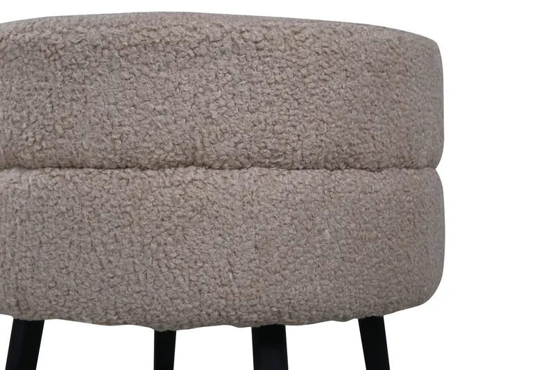 Pot runder Hocker mit Stahlbeinen in Beige, Gestell Schwarz, Polyester-Teddystoff, Ansicht 4