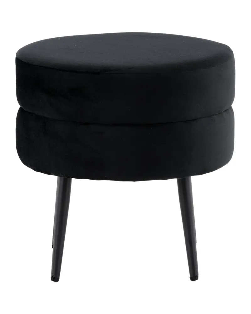 Pot runder Hocker mit schwarzen Stahlbeinen, Ø 40 cm, Grau, Gestell Schwarz