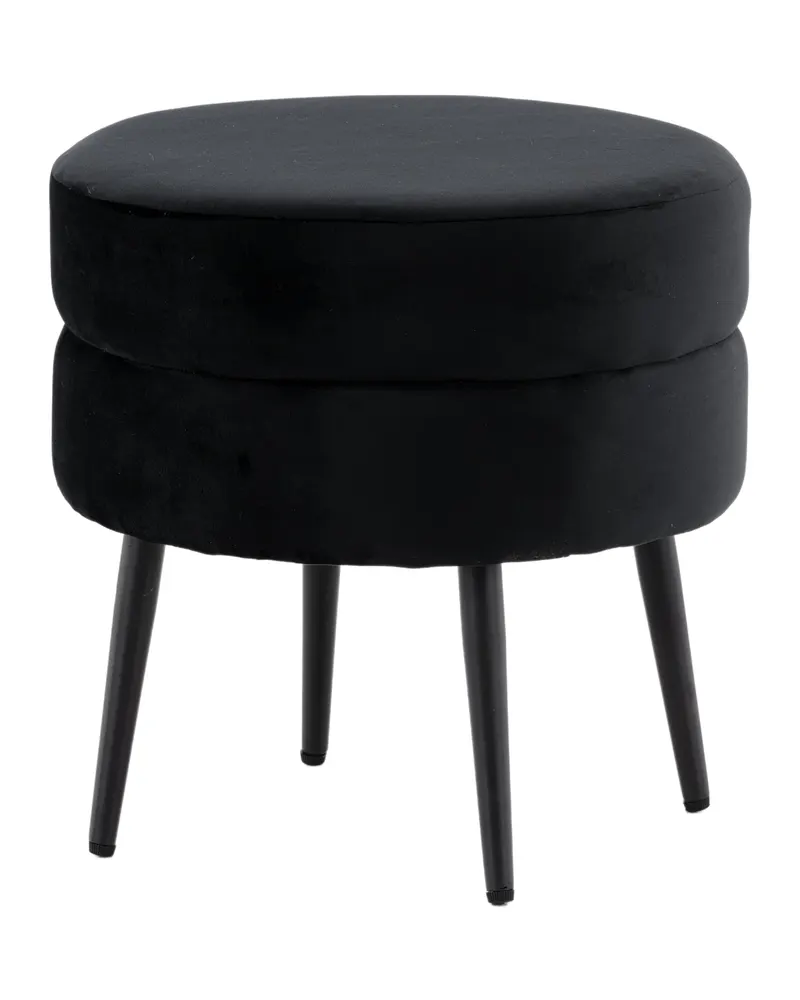 Pot runder Hocker mit Stahlbeinen in Schwarz, Polyester-Teddystoff, Ansicht 11