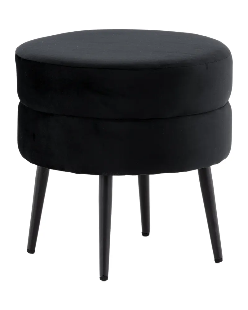 Pot runder Hocker mit Stahlbeinen in Schwarz, Polyester-Teddystoff, Ansicht 12