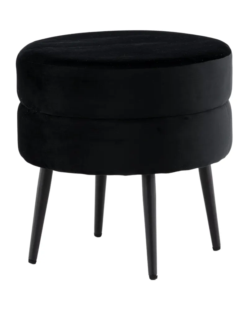 Pot runder Hocker mit Stahlbeinen in Schwarz, Polyester-Teddystoff, Ansicht 5