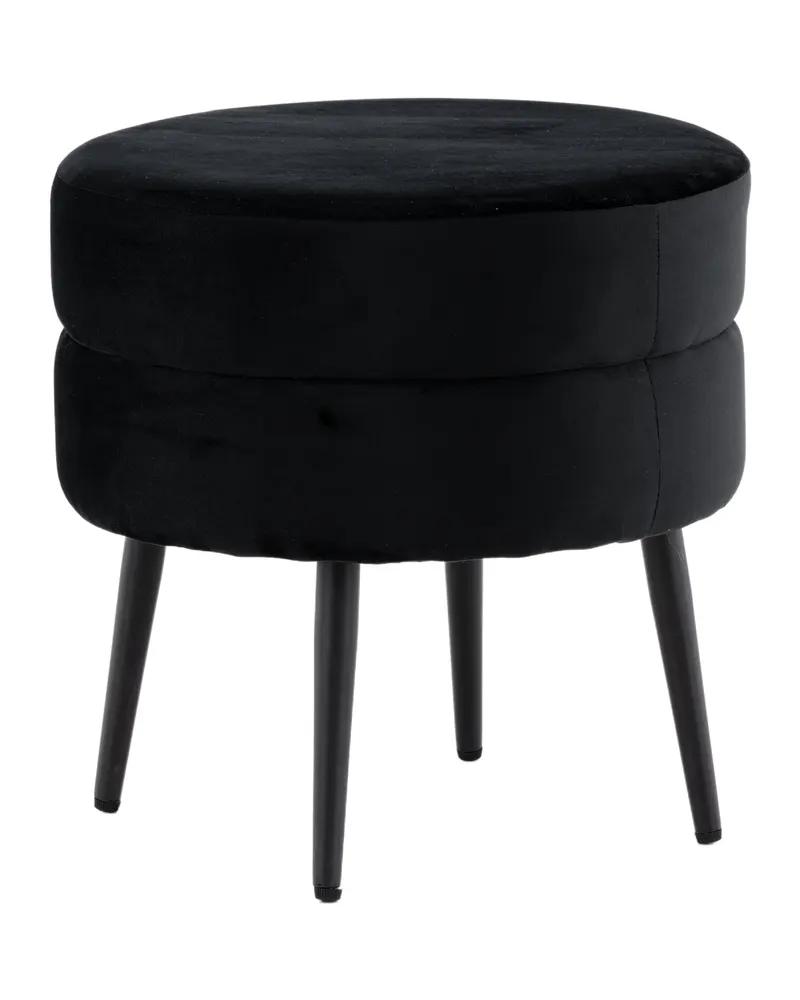Pot runder Hocker mit Stahlbeinen in Schwarz, Polyester-Teddystoff, Ansicht 6