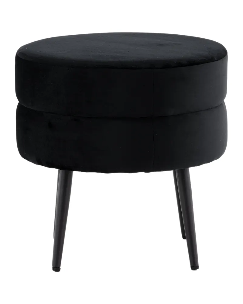 Pot runder Hocker mit Stahlbeinen in Schwarz, Polyester-Teddystoff, Ansicht 7