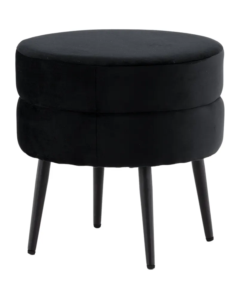 Pot runder Hocker mit Stahlbeinen in Schwarz, Polyester-Teddystoff, Ansicht 8