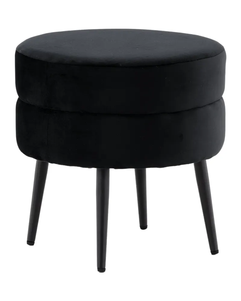 Pot runder Hocker mit Stahlbeinen in Schwarz, Polyester-Teddystoff, Ansicht 9