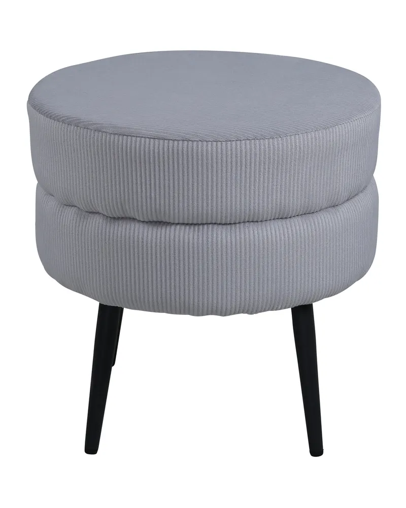 Pot runder Hocker mit Stahlbeinen in Grau, Gestell Schwarz, Polyester-Cord, Ansicht 1