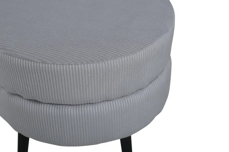 Pot runder Hocker mit Stahlbeinen in Grau, Gestell Schwarz, Polyester-Cord, Ansicht 2