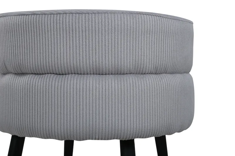 Pot runder Hocker mit Stahlbeinen in Grau, Gestell Schwarz, Polyester-Cord, Ansicht 4