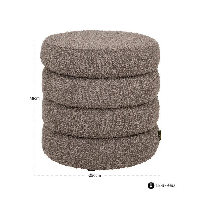 Pouf Adele Brown Chunky von Richmond Interiors, Maßzeichnung 5