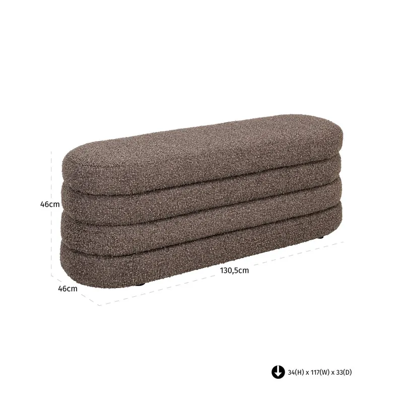 Pouf Camille in Brown chunky von Richmond Interiors, Maßzeichnung 8