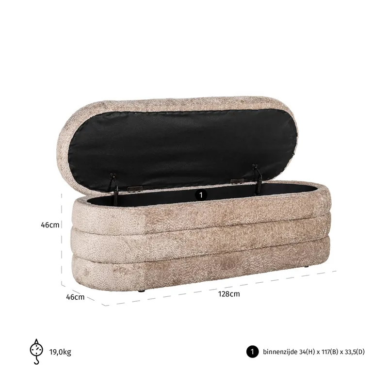 Pouf Camille, Sheep natural von Richmond Interiors, Maßzeichnung 7