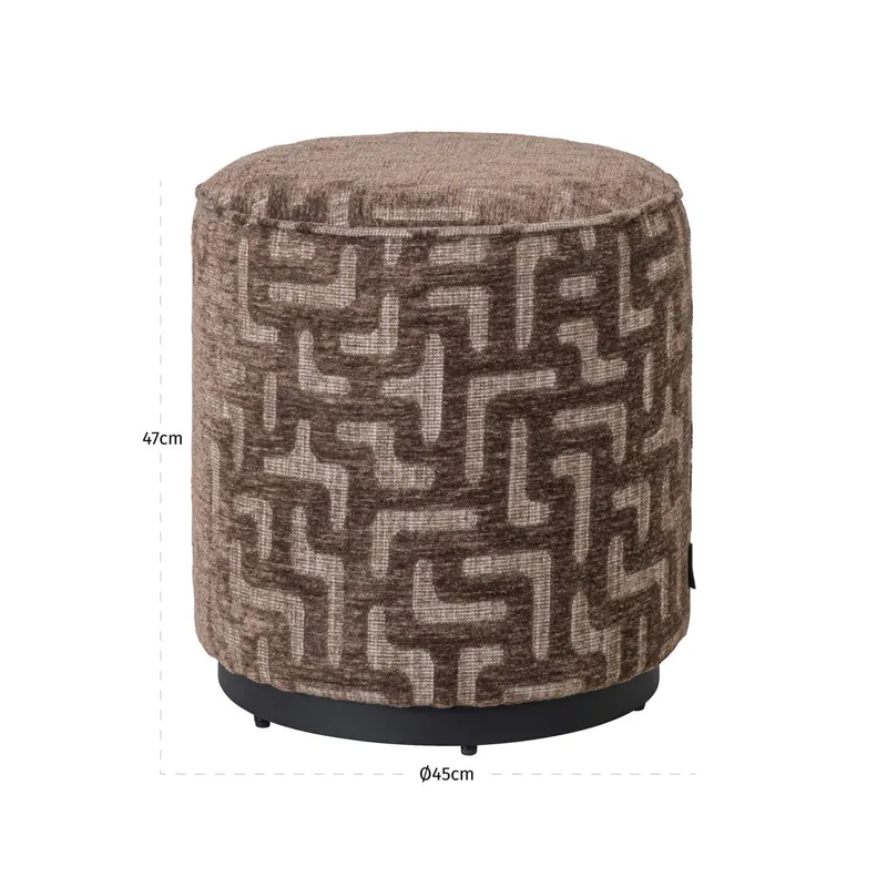 Pouf Lexie Brown Labyrinth von Richmond Interiors, Maßzeichnung 3