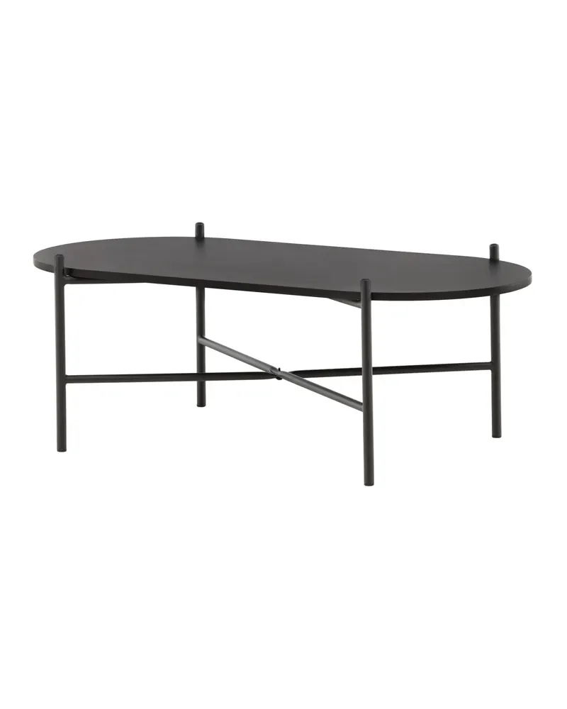 Pueblo ovaler Couchtisch mit schlankem Stahlgestell, Beige