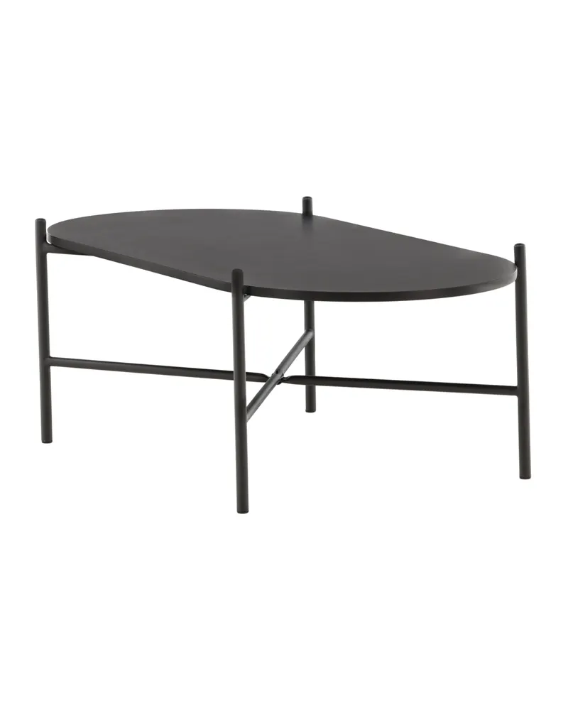 Pueblo ovaler Couchtisch mit schlankem Stahlgestell in Schwarz, Ansicht 6