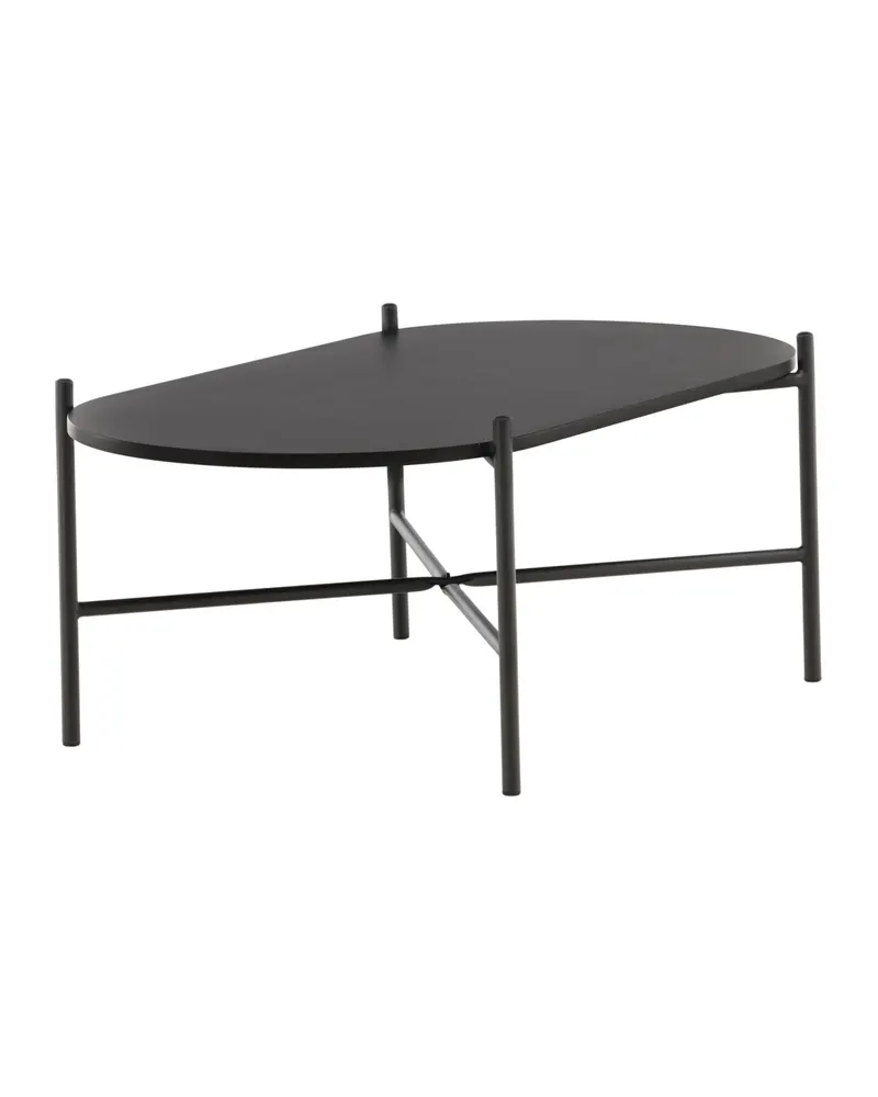 Pueblo ovaler Couchtisch mit schlankem Stahlgestell in Schwarz, Ansicht 8