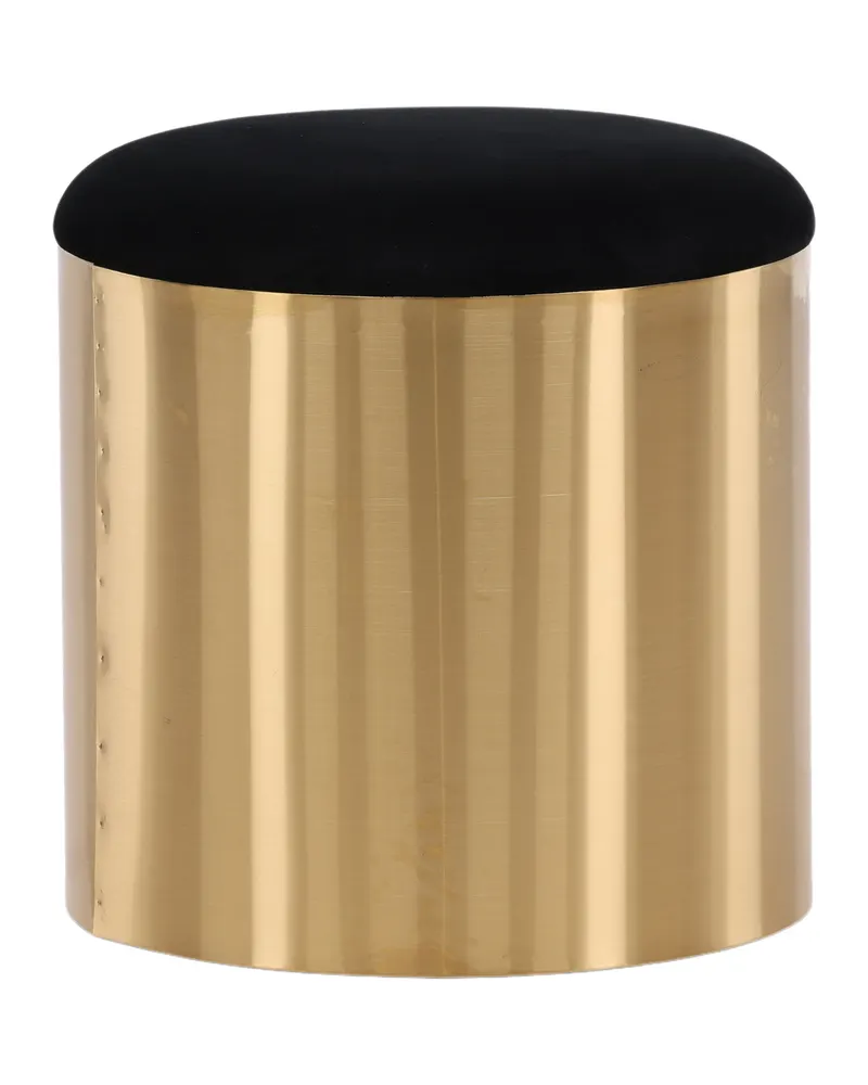 Puff zylinderförmiger Hocker mit Samtsitz und Metallsockel, Ansicht 10