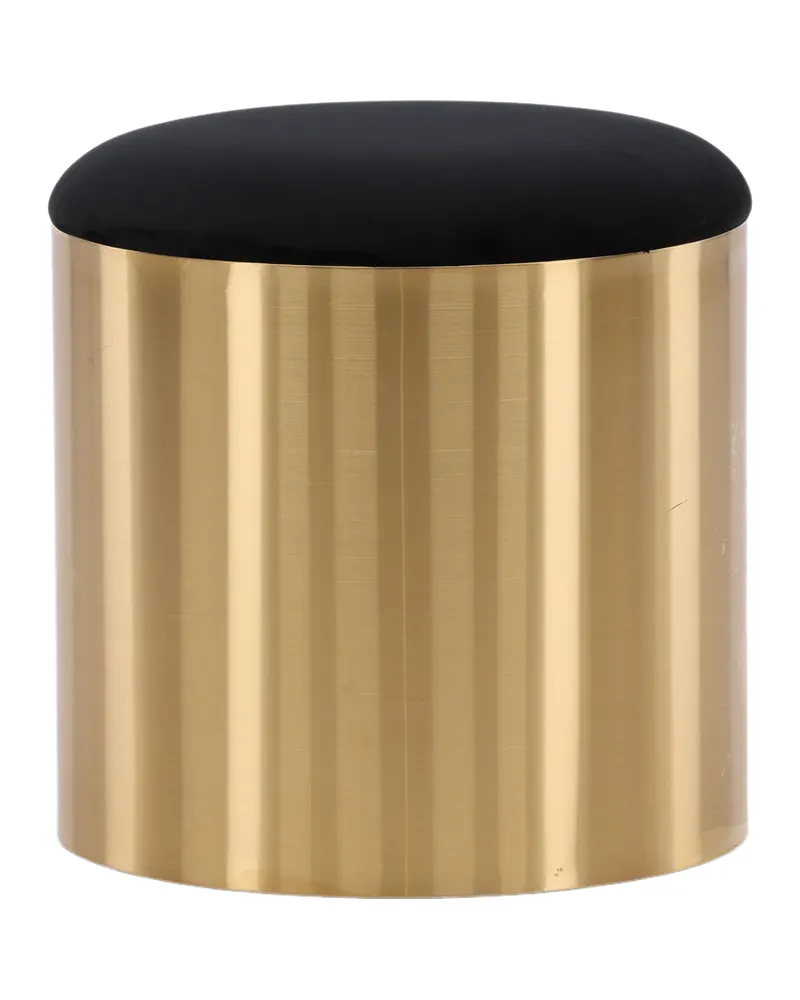 Puff zylinderförmiger Hocker mit Samtsitz und Metallsockel, Ansicht 2