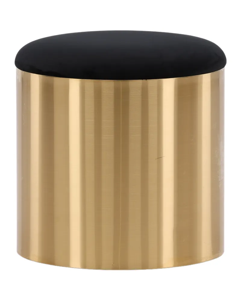 Puff zylinderförmiger Hocker mit Samtsitz und Metallsockel, Ansicht 3