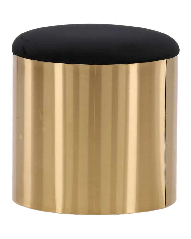 Puff zylinderförmiger Hocker mit Samtsitz und Metallsockel, Ansicht 6