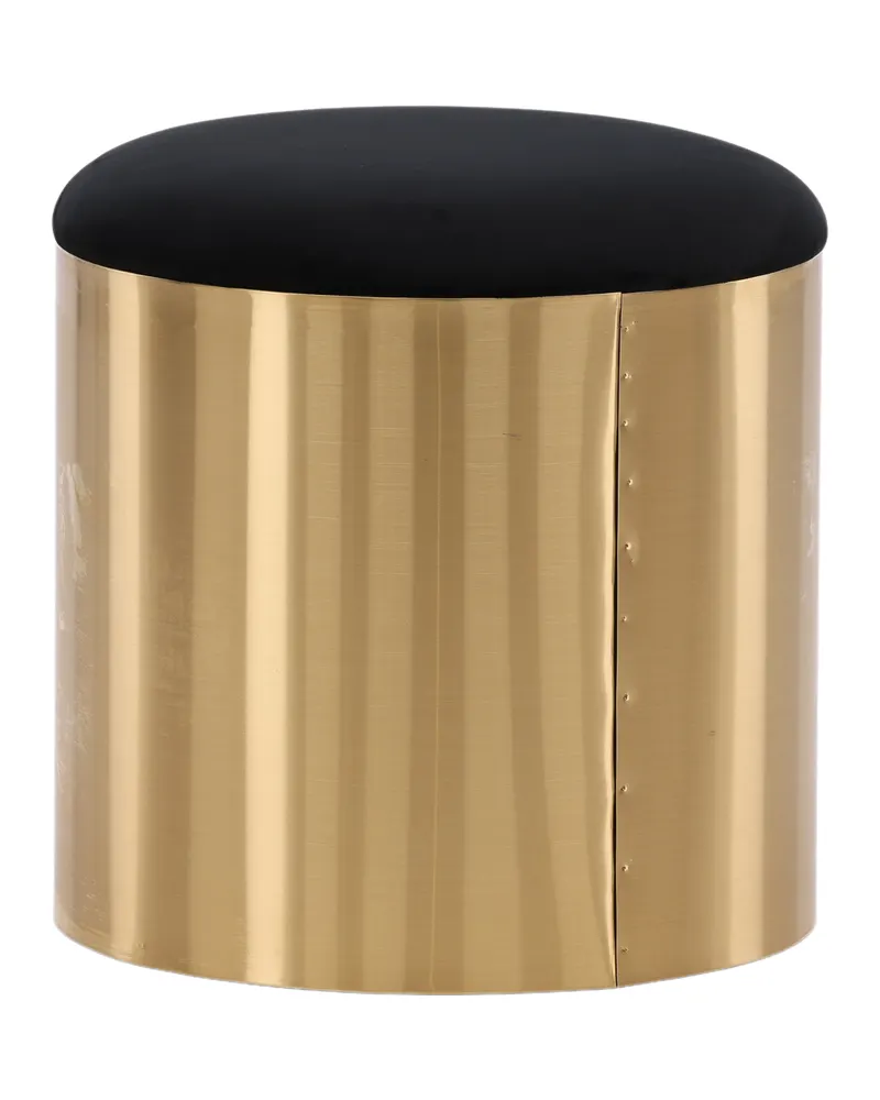 Puff zylinderförmiger Hocker mit Samtsitz und Metallsockel, Ansicht 7
