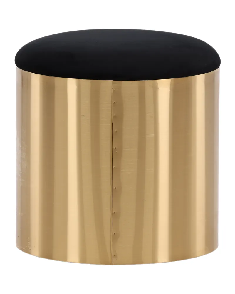 Puff zylinderförmiger Hocker mit Samtsitz und Metallsockel, Ansicht 8