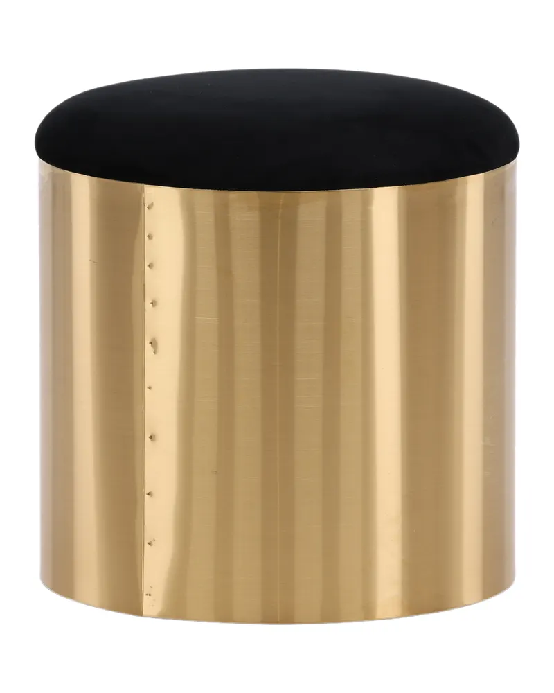 Puff zylinderförmiger Hocker mit Samtsitz und Metallsockel, Ansicht 9