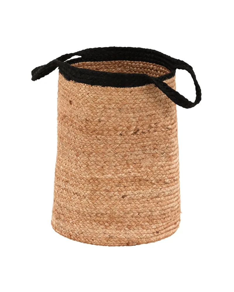 Pune hoher Aufbewahrungskorb aus Jute mit schwarzem Rand