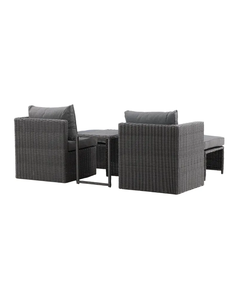 Quad Gartenlounge mit zwei Sesseln, Fußhockern und Tisch, Ansicht 11