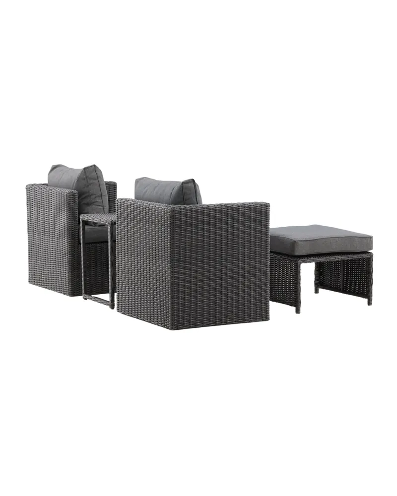 Quad Gartenlounge mit zwei Sesseln, Fußhockern und Tisch, Ansicht 12