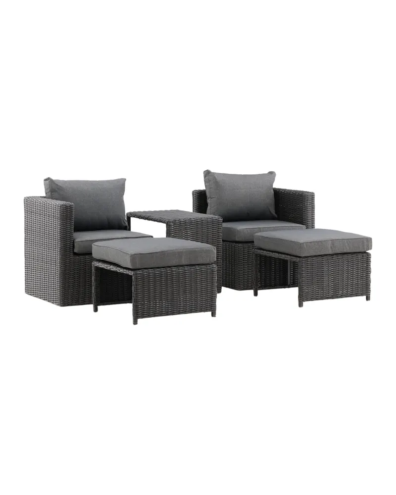 Quad Gartenlounge mit zwei Sesseln, Fußhockern und Tisch, Ansicht 2