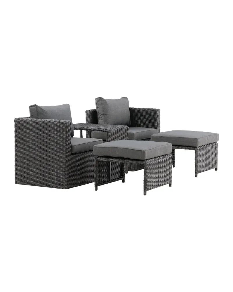 Quad Gartenlounge mit zwei Sesseln, Fußhockern und Tisch, Ansicht 3