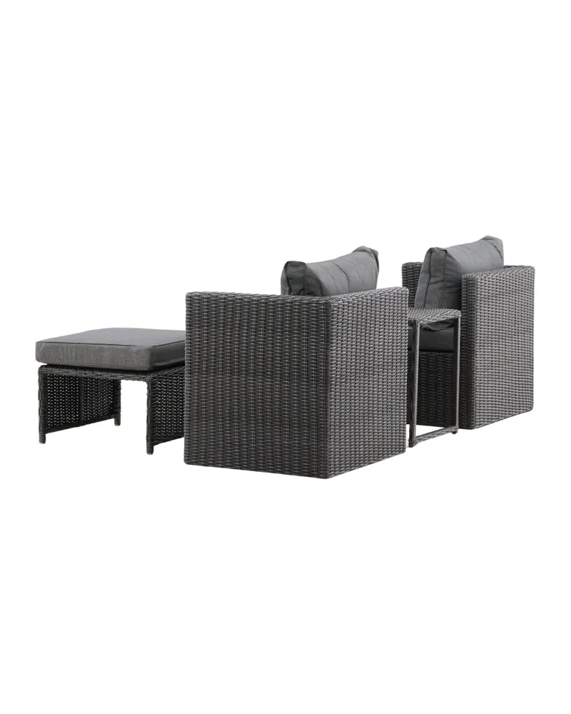 Quad Gartenlounge mit zwei Sesseln, Fußhockern und Tisch, Ansicht 5