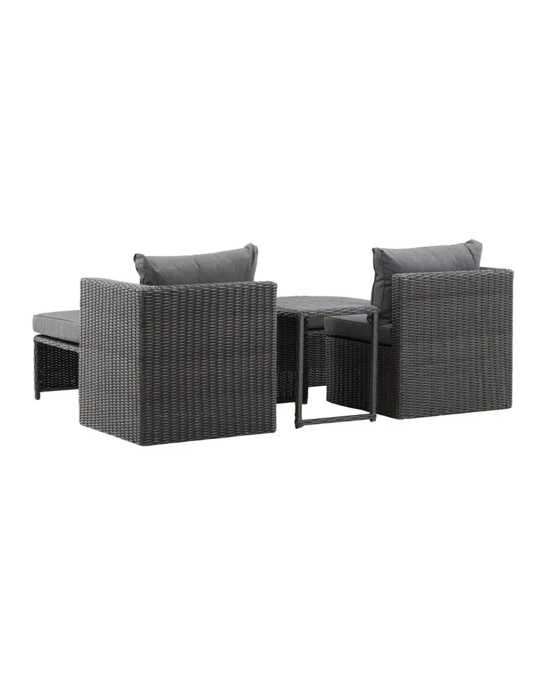 Quad Gartenlounge mit zwei Sesseln, Fußhockern und Tisch, Ansicht 6