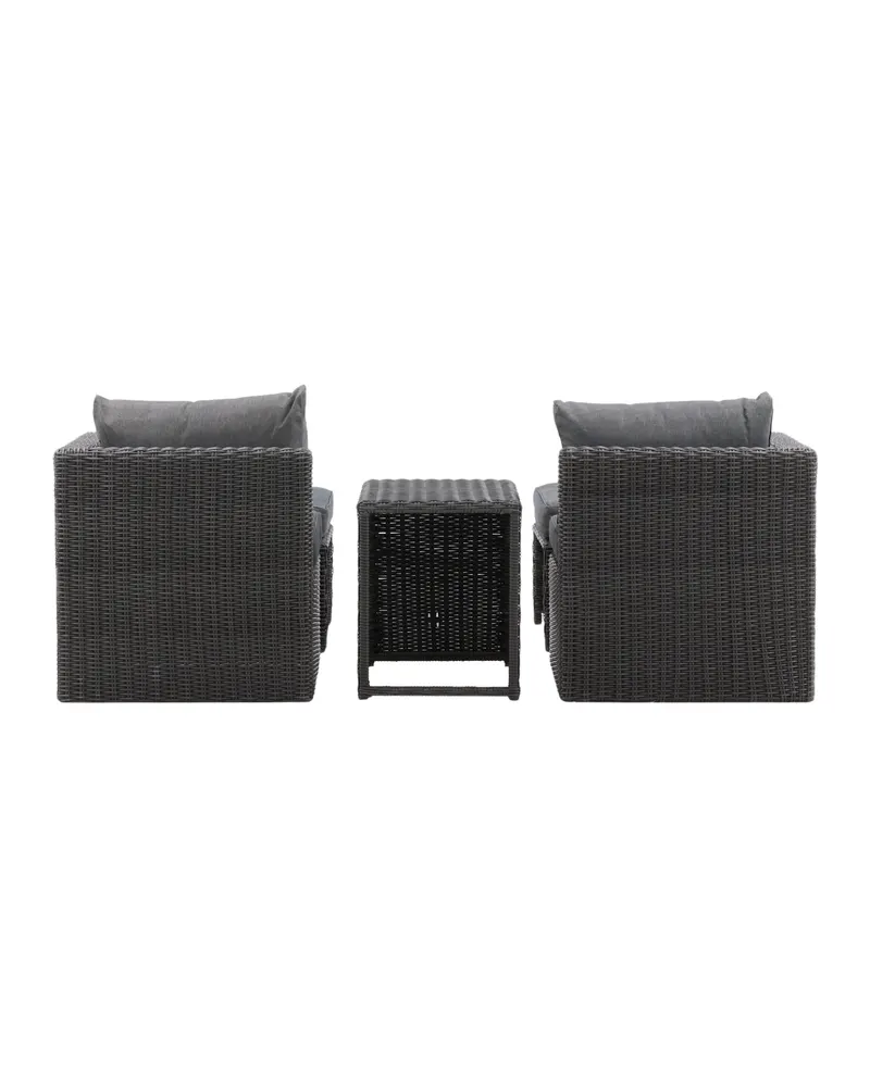 Quad Gartenlounge mit zwei Sesseln, Fußhockern und Tisch, Ansicht 7