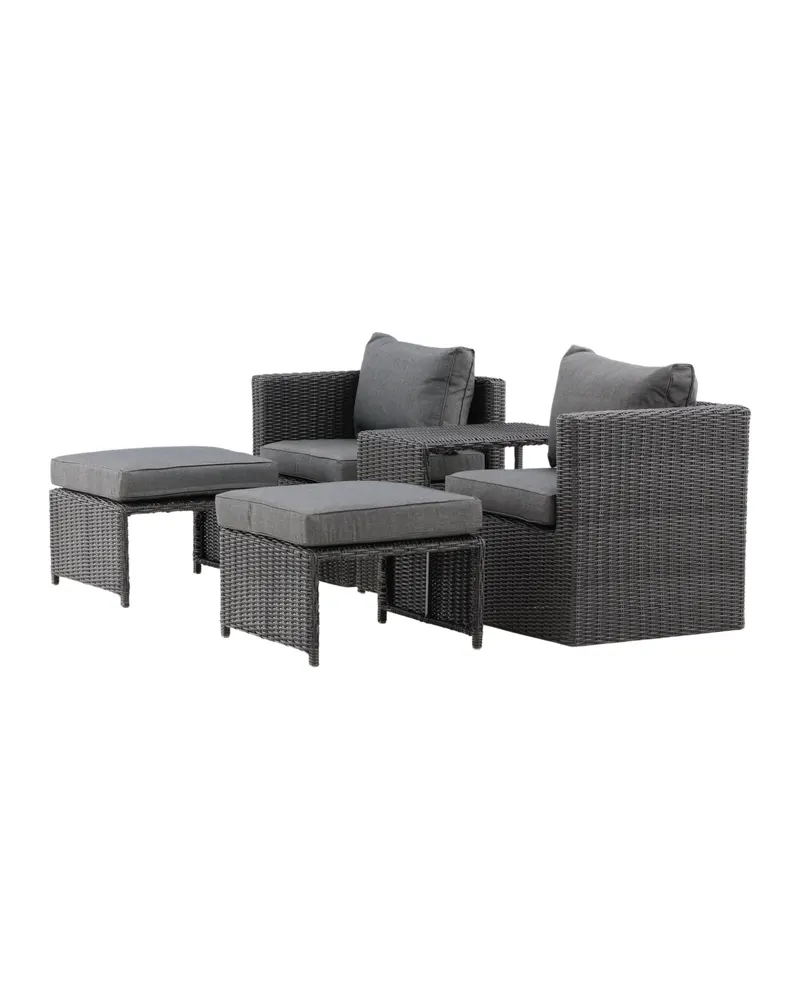 Quad Gartenlounge mit zwei Sesseln, Fußhockern und Tisch, Ansicht 9