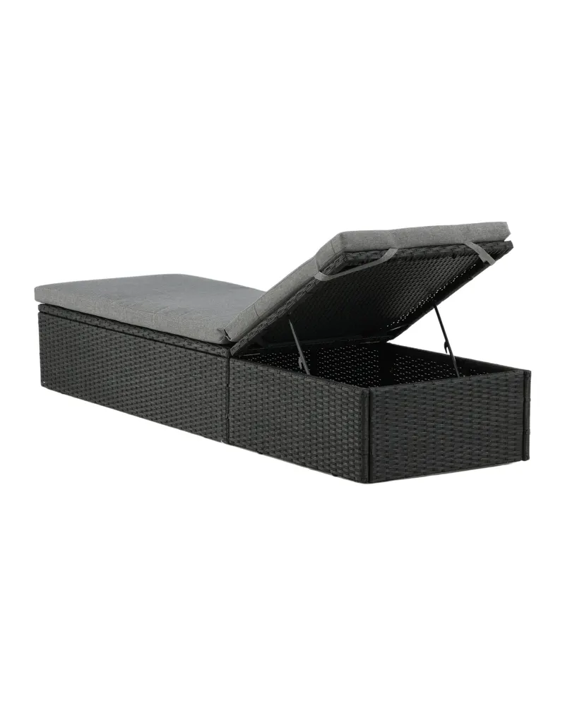 Quad flache Sonnenliege aus Polyrattan mit Auflage, Ansicht 21