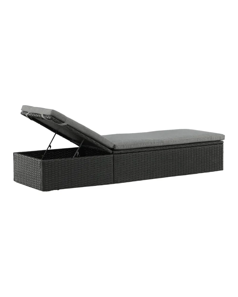 Quad flache Sonnenliege aus Polyrattan mit Auflage, Ansicht 24