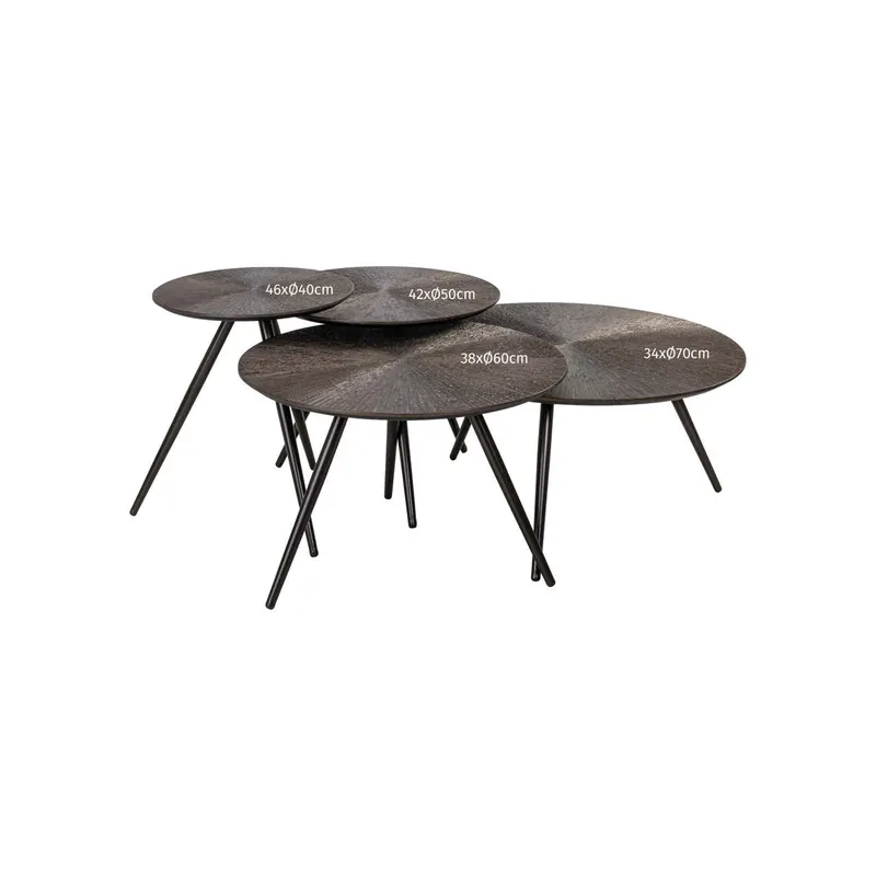 Quadra Couchtisch-Set, Brunzae von Richmond Interiors, Maßzeichnung 6