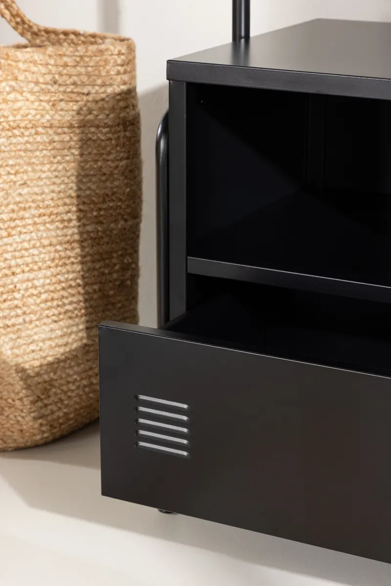 Quito Garderobe mit Kleiderstange, Fächern und Schublade, im Wohnraum, Ansicht 4