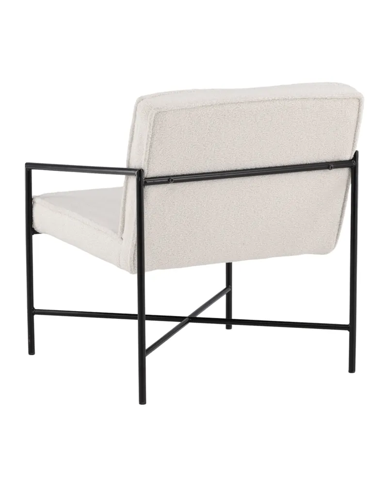 Rakel Sessel mit schmalem Stahlgestell in Cremeweiß, Gestell Schwarz, Polyester-Teddystoff, Ansicht 6