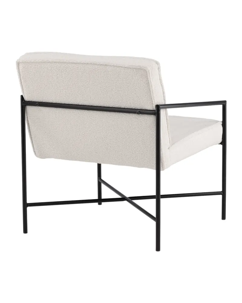 Rakel Sessel mit schmalem Stahlgestell in Cremeweiß, Gestell Schwarz, Polyester-Teddystoff, Ansicht 8