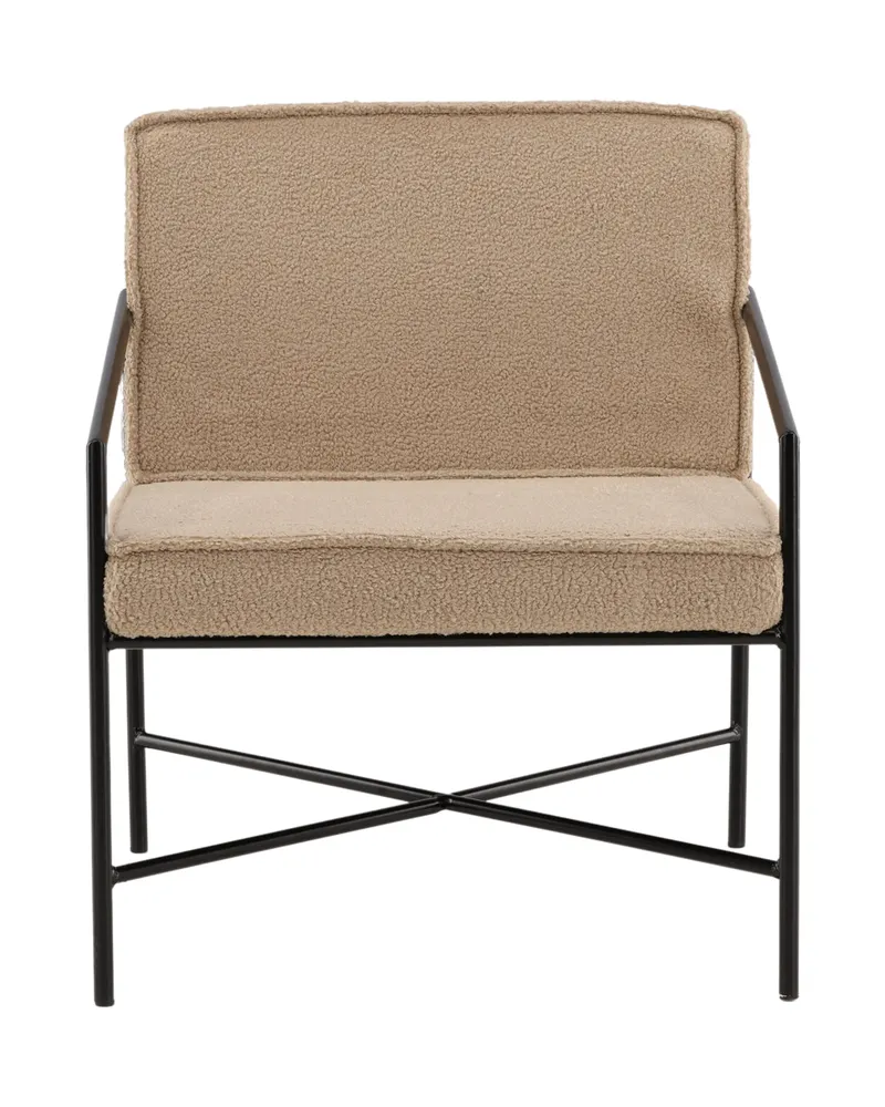 Rakel Sessel mit schmalem Stahlgestell in Beige, Gestell Schwarz, Polyester-Teddystoff, Ansicht 1