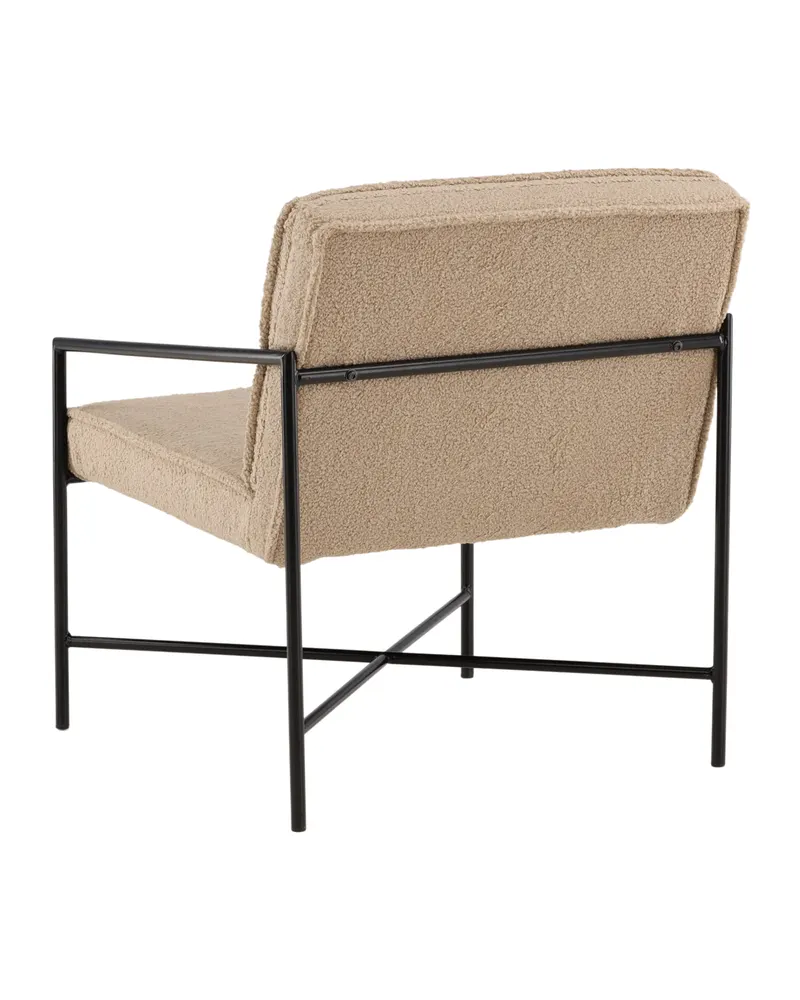 Rakel Sessel mit schmalem Stahlgestell in Beige, Gestell Schwarz, Polyester-Teddystoff, Ansicht 6