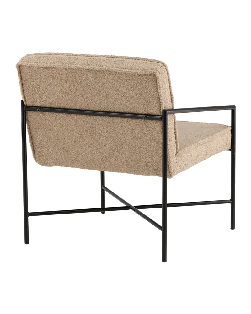 Rakel Sessel mit schmalem Stahlgestell in Beige, Gestell Schwarz, Polyester-Teddystoff, Ansicht 8