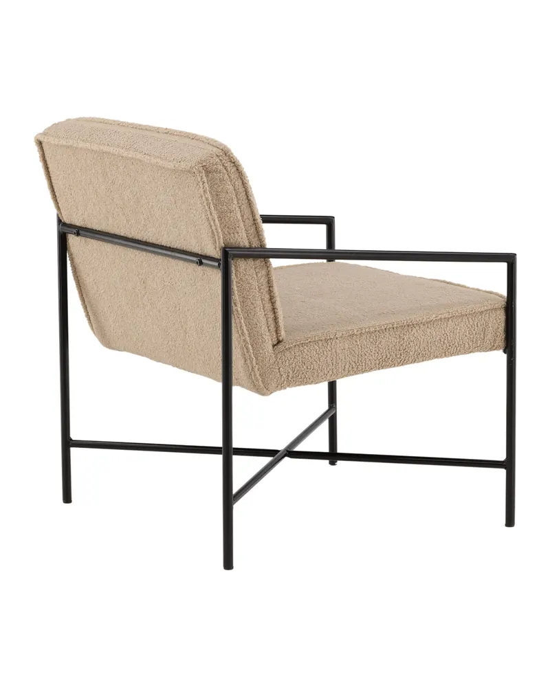 Rakel Sessel mit schmalem Stahlgestell in Beige, Gestell Schwarz, Polyester-Teddystoff, Ansicht 9
